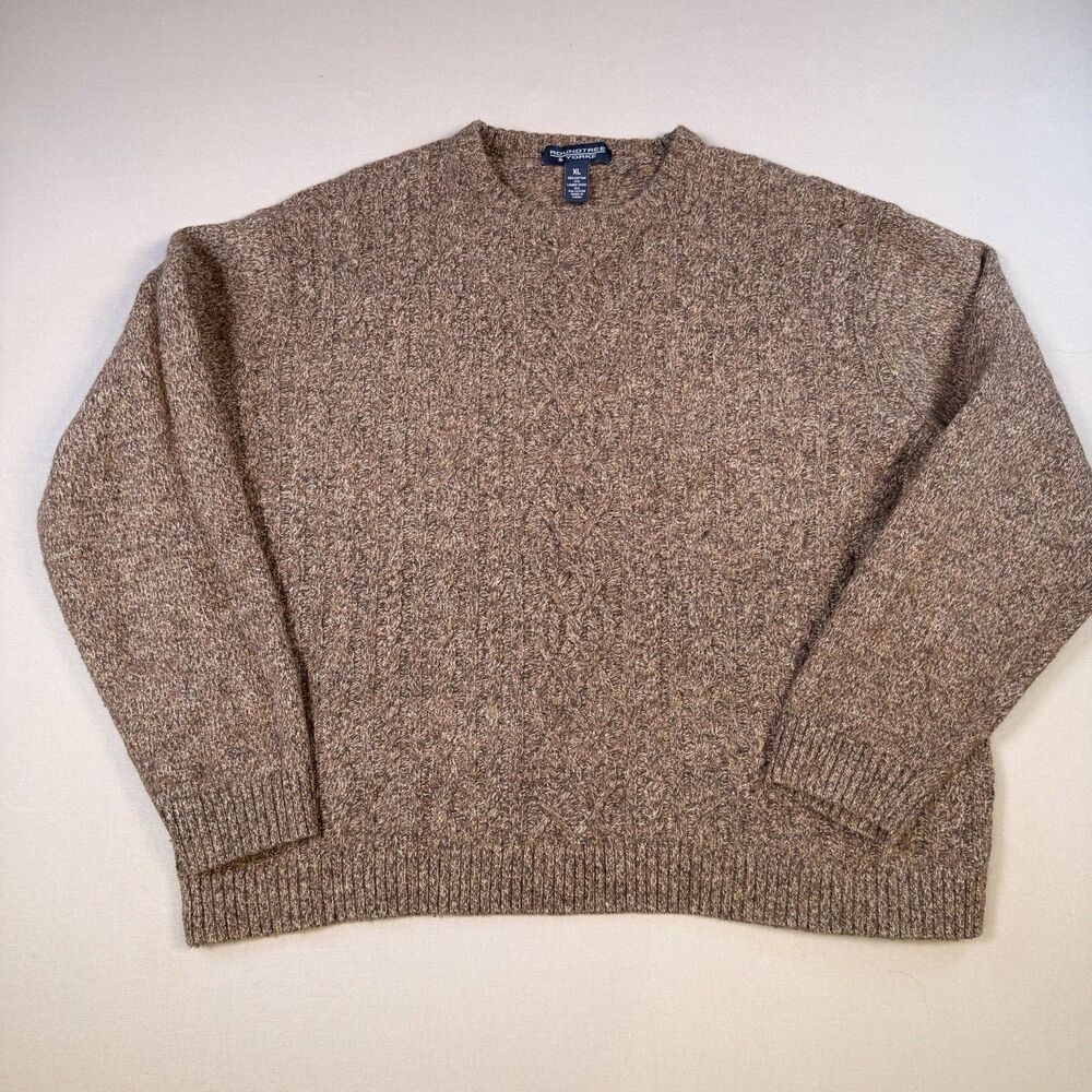 VTG Roundtree & Yorke Brown Knit CrewNeck Sweater Mens XL Long Sleeve Wool Blend